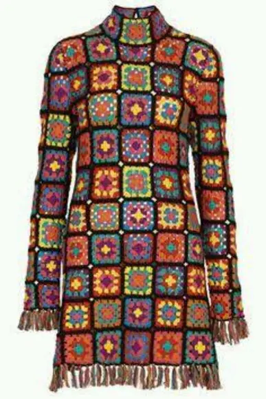 Vestido Crochê Adulto Squares