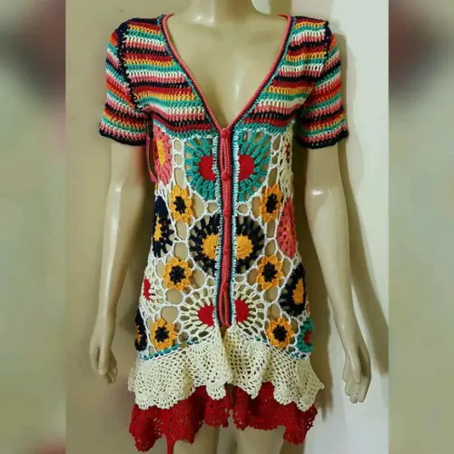 Vestido Crochê Adulto Squares