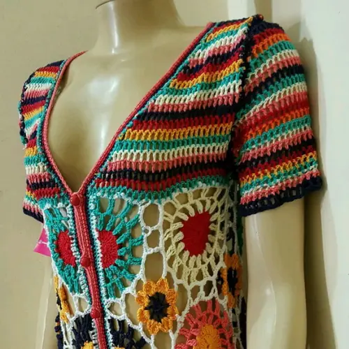 Vestido Crochê Adulto Squares