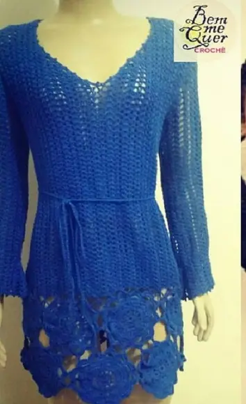 Vestido Crochê Curto Adulto