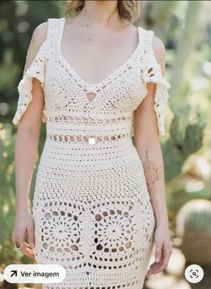 Vestido Crochê Flores