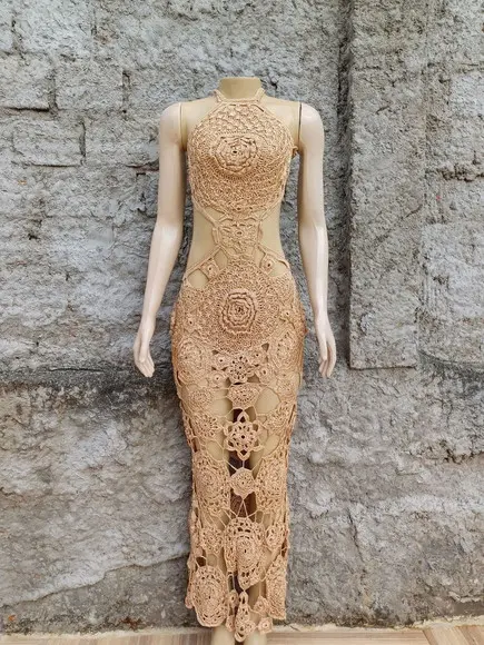 Vestido Crochê Flores