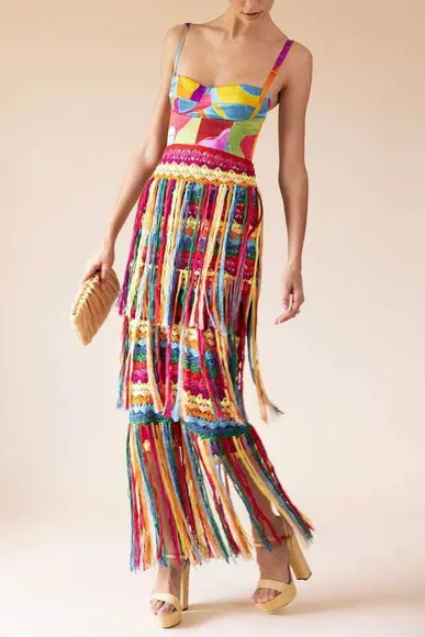 Vestido Crochê Franjas