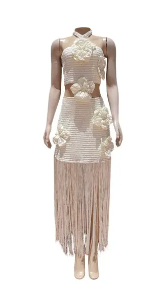 Vestido Crochê Flores 3d