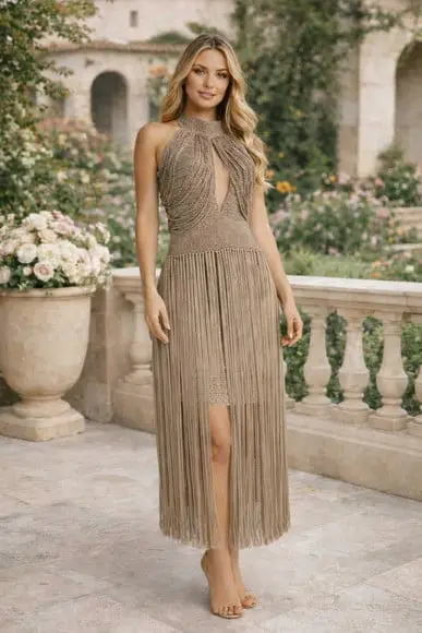 Vestido Crochê Franjas