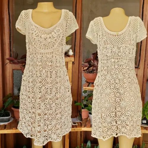 Vestido Crochê Off White