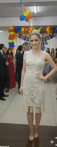 Vestido Crochê Off White
