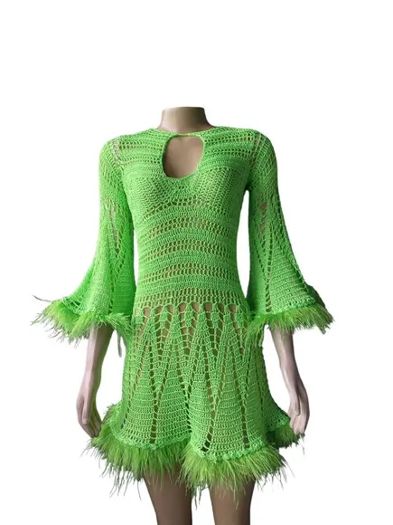 Vestido Crochê Plumas