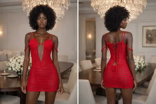 Vestido Crochê Vermelho