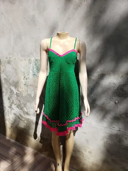 Vestido Crochê Verde Bandeira