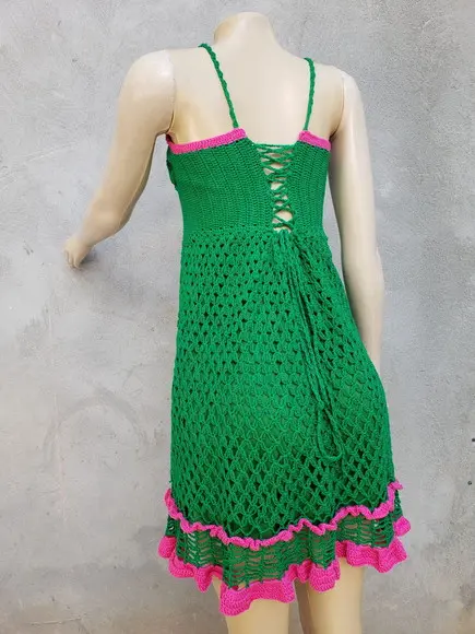 Vestido Crochê Verde Bandeira