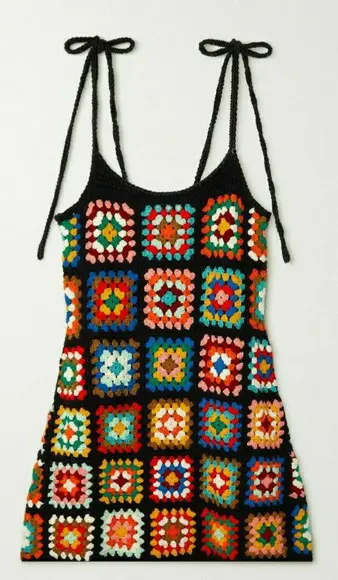 Vestido Curto Squares Crochê