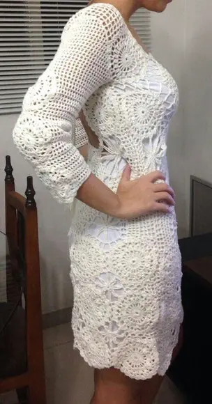 Vestido de Crochê Off White