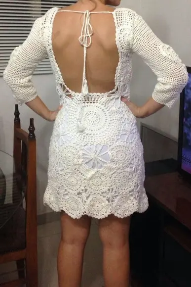 Vestido de Crochê Off White