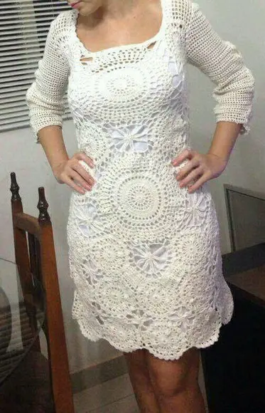 Vestido de Crochê Off White