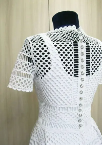 Vestido Noiva Branco Croche