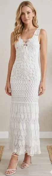 Vestido Noiva Crochê Adulto
