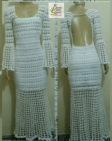 Vestido Noiva Crochê Adulto