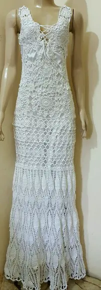 Vestido Noiva Crochê Adulto