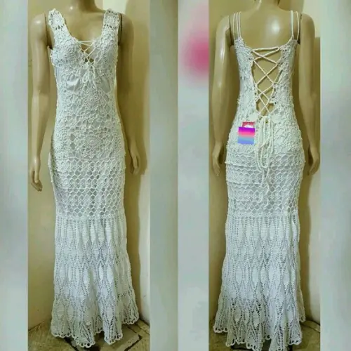 Vestido Noiva Crochê Adulto