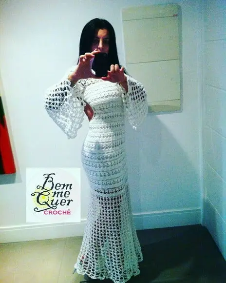 Vestido Noiva Crochê Adulto