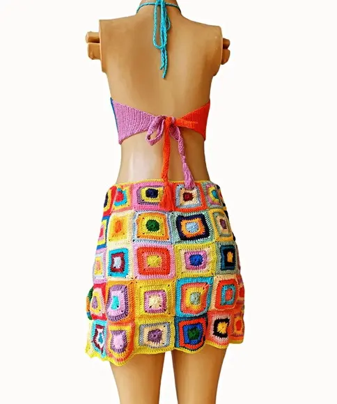 Vestido Squares Crochê Adulto
