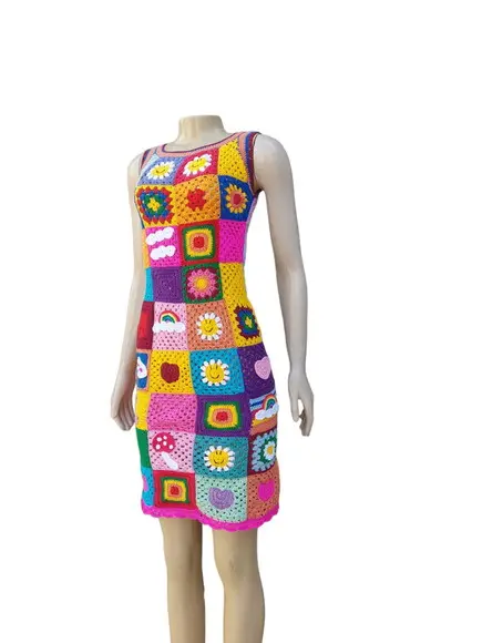 Vestido Squares Crochê Adulto