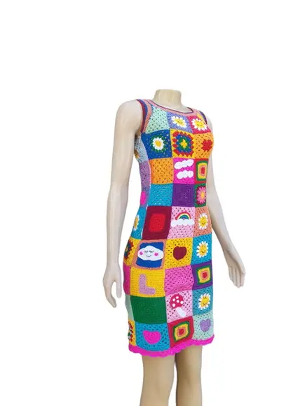 Vestido Squares Crochê Adulto