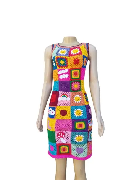 Vestido Squares Crochê Adulto