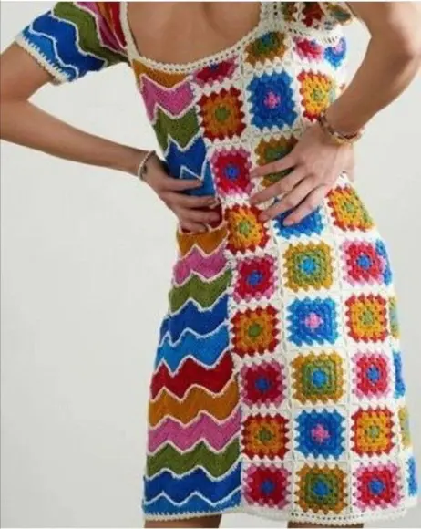 Vestido Squares Crochê Adulto