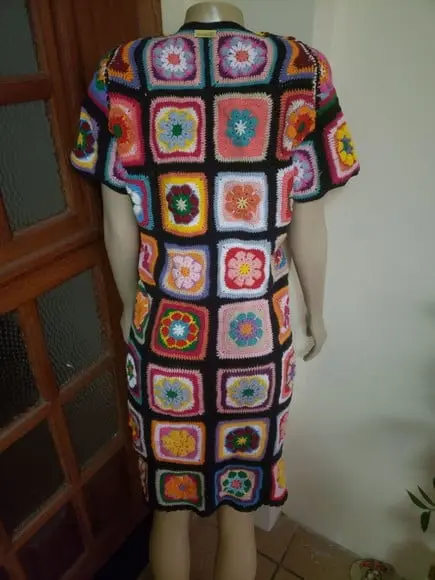 Vestido Squares Crochê Adulto