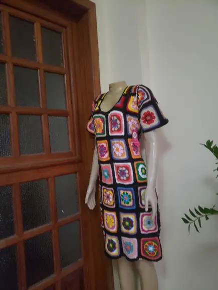 Vestido Squares Crochê Adulto