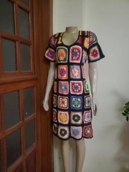 Vestido Squares Crochê Adulto