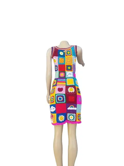 Vestido Squares Crochê Adulto