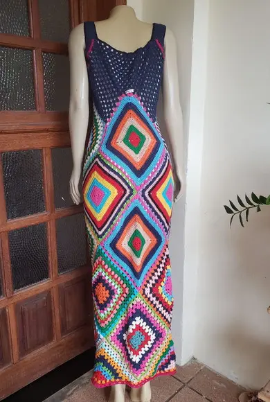 Vestido Squares Crochê Adulto