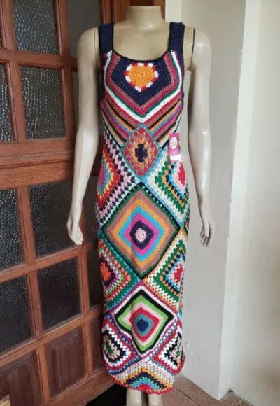 Vestido Squares Crochê Adulto