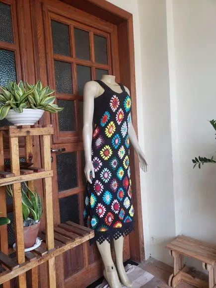 Vestido Squares Crochê Adulto