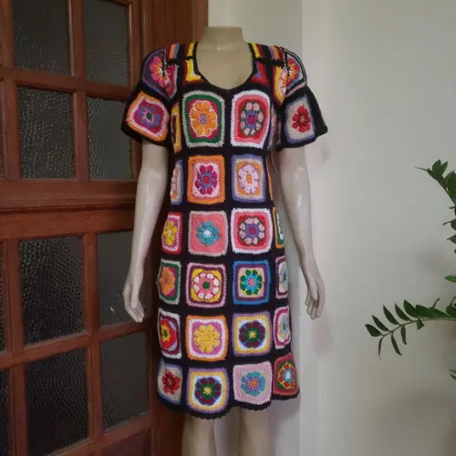 Vestido Squares Crochê Adulto