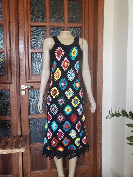 Vestido Squares Crochê Adulto