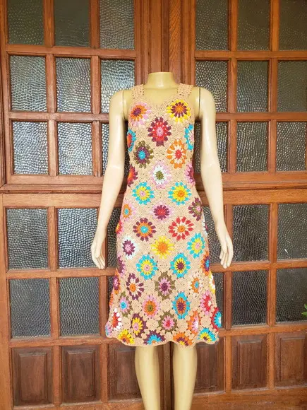 Vestido Squares Crochê Adulto