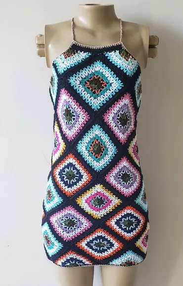 Vestido Squares Crochê Adulto