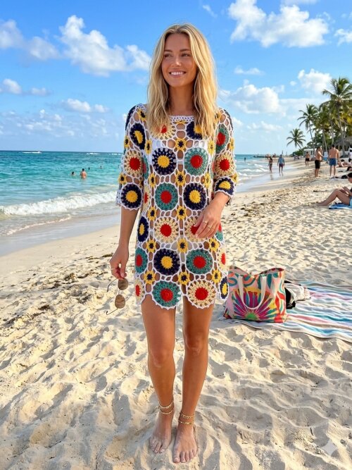Vestido/ Saida de Praia Croche