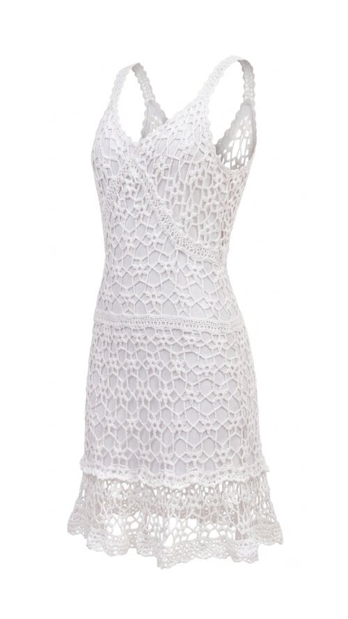 Vestido Crochê branco midi