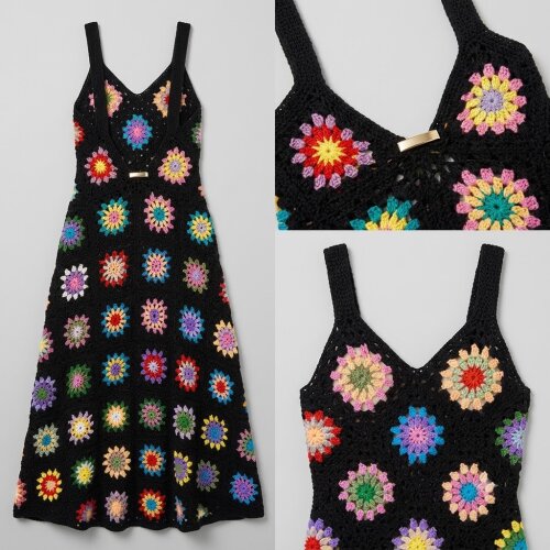 Vestido Croche colorido Squares