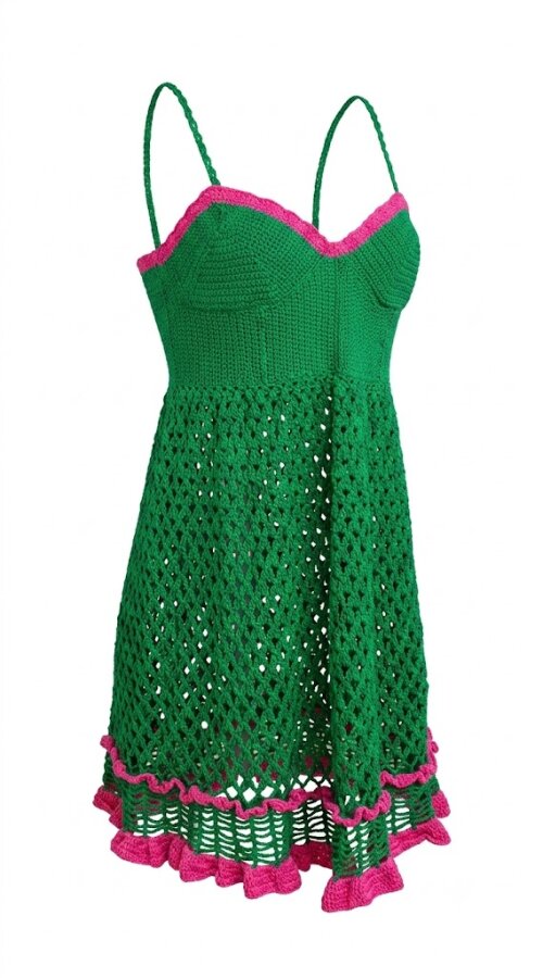 Vestido Crochê Verde Bandeira