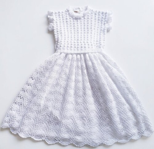 Vestido Infantil de Croche batizado daminha de honra