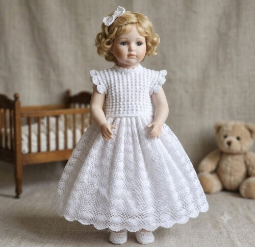 Vestido Infantil de Croche batizado daminha de honra