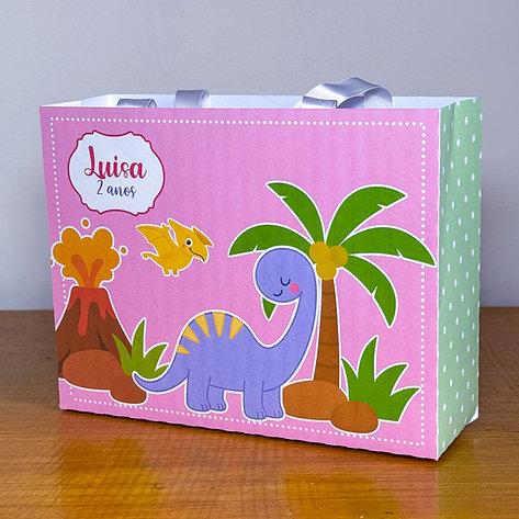 Sacolinha Personalizada Dino Baby Rosa