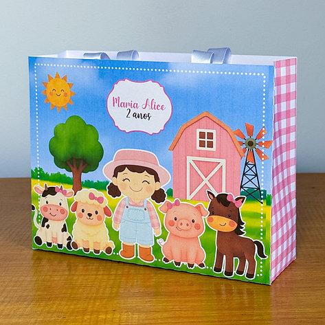 Sacolinha Personalizada Fazendinha Rosa