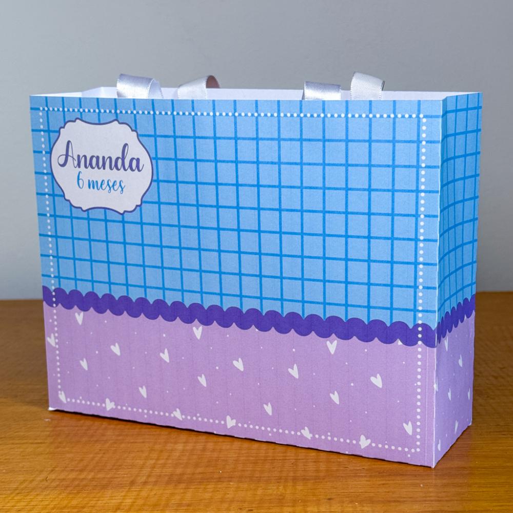 Sacolinha Personalizada Lilás e Azul